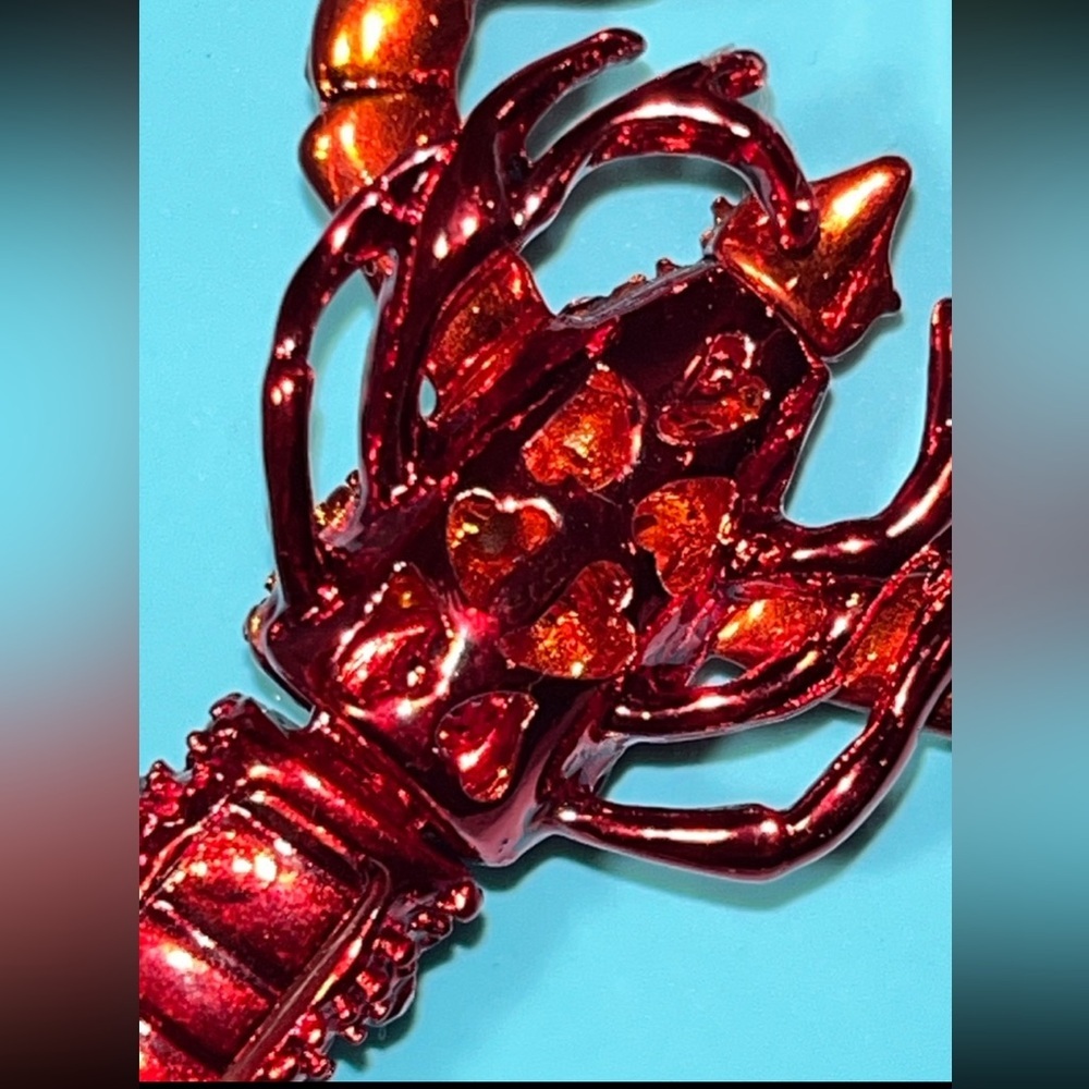 BETSEY JOHNSON Mermaid Life Crystal-Studded Shiny Red Lobster Bag Charm NEW NWT - Picture 4 of 6